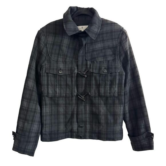 7 FOR ALL MANKIND Wool Gray Black Plaid Jacket Coat - Men’s Sz Medium - Picture 1 of 6